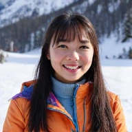Professional portrait of Community Manager Emily Chen in a winter setting