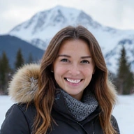 Professional portrait of CEO Sarah Miller in a winter setting
