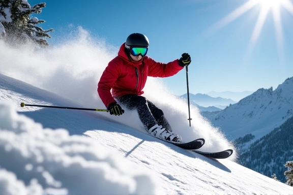 Skier enjoying fresh powder