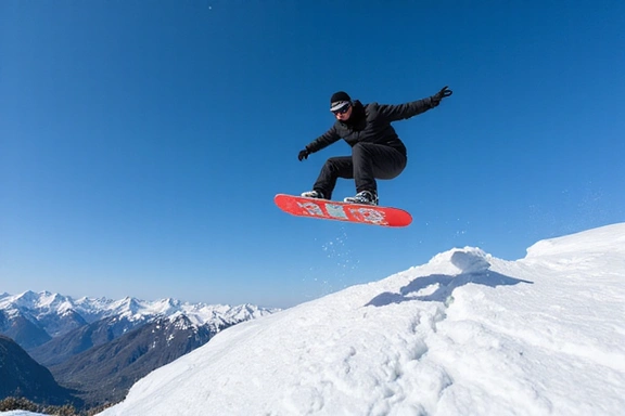 Snowboarder mid-air performing a trick