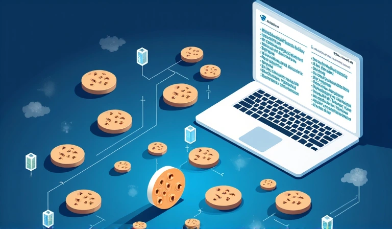 Illustration of browser cookies, small digital files representing data exchange.