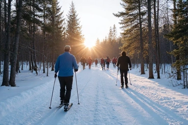 Image of a group participating in a cross-country ski marathon