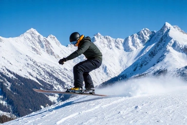 Image of a skier competing in a freestyle event