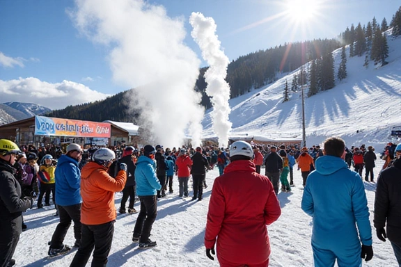 Image of a ski resort opening day celebration