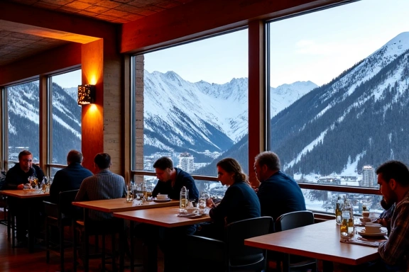 Restaurant with mountain view