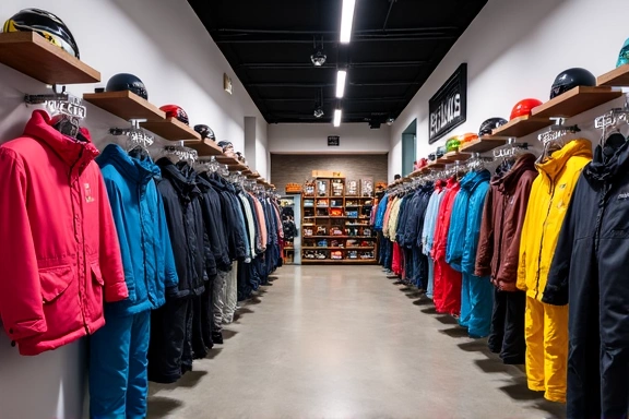 Ski apparel shop interior