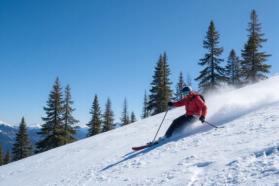 Skier going down a slope at Grand Summit Peaks