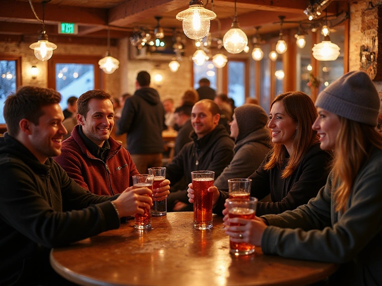 Vibrant après-ski scene with live music